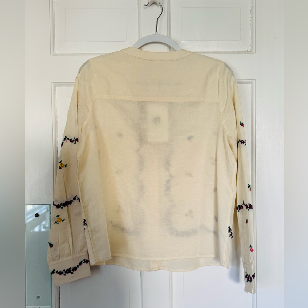 Sezane Elvio Shirt - Sézane X Lucia Vergara Ecru With Margarita Embroidery - Picture 6 of 6